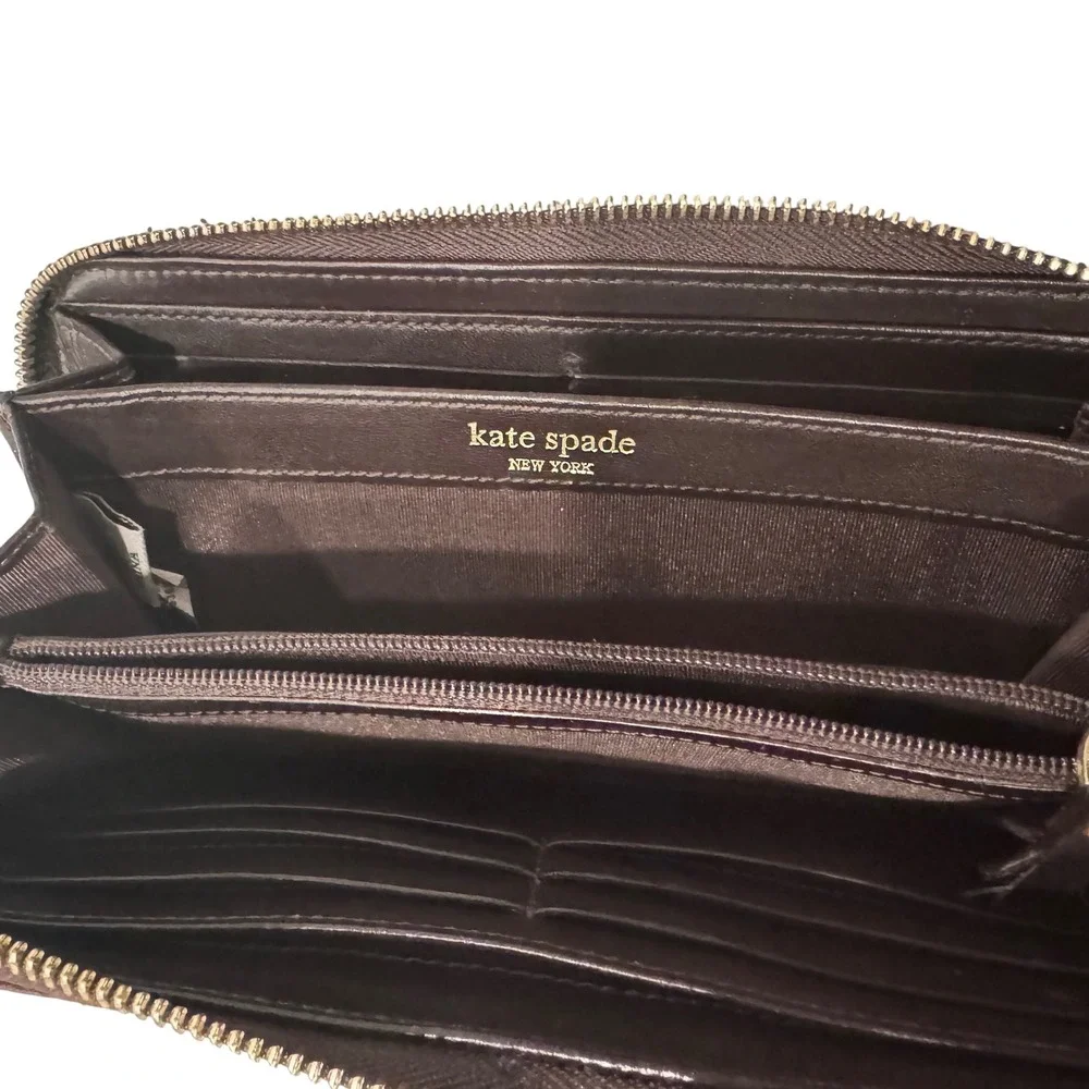 Kate‎ Spade New York Brown Nylon Zip Around Wallet Organizer preloved